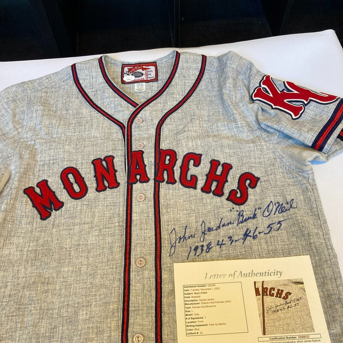 Beautiful Buck O'Neil Full Name Signed Kansas City Monarchs Jersey JSA COA