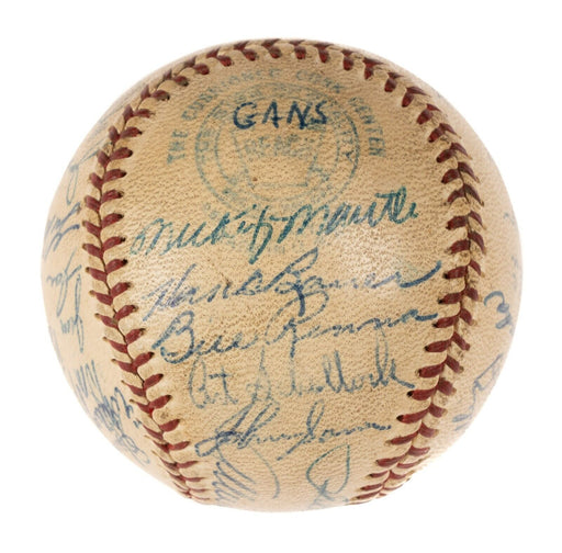 1953 New York Yankees World Series Champs Team Signed Baseball Mickey Mantle BAS