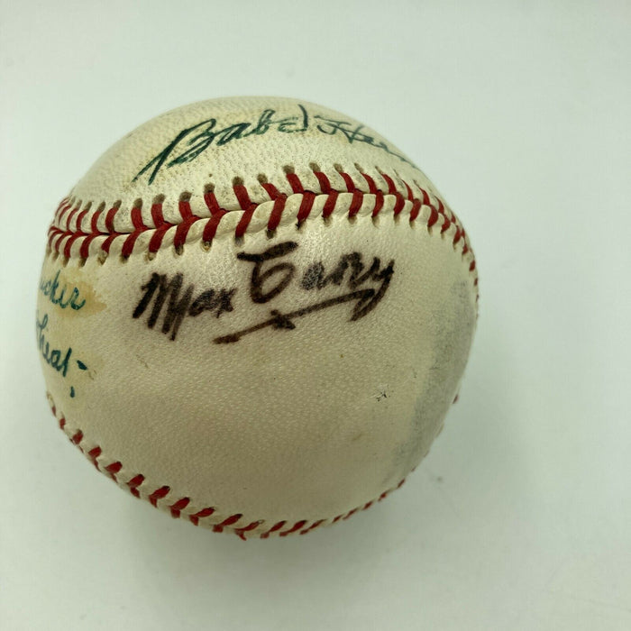 Max Carey Rube Marquard Zack Wheat 1910's Dodgers HOF Signed Baseball JSA COA
