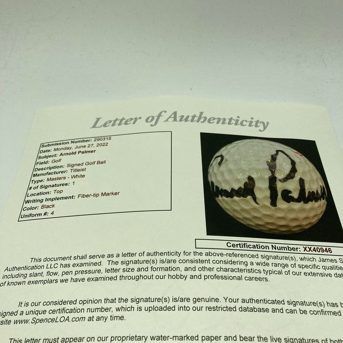 Arnold Palmer Signed Autographed Top Flight Golf Ball JSA COA