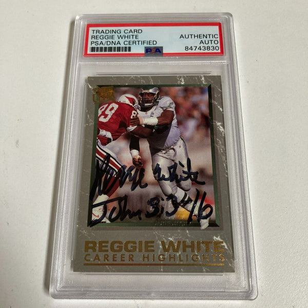 1992 Fleer Ultra Reggie White Signed Promo Card With Fleer Stamp PSA DNA RARE