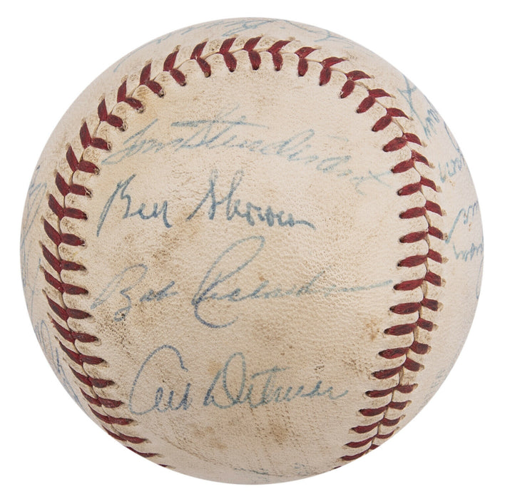 1958 New York Yankees World Series Champs Team Signed Baseball JSA COA