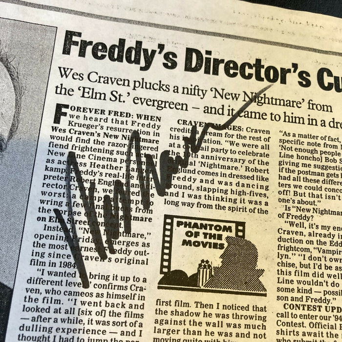Wes Craven Signed Autographed Newspaper Photo With JSA COA