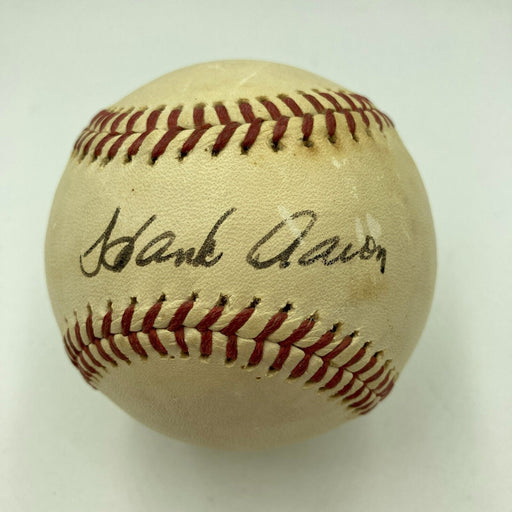 Hank Aaron Signed Vintage 1970's National League Feeney Baseball PSA DNA COA