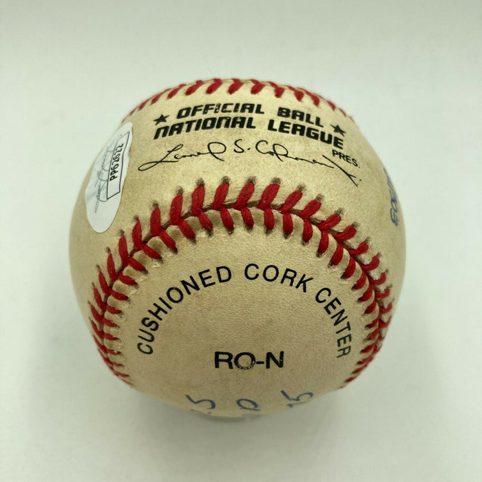 Pete Rose Signed Heavily Inscribed STAT National League Baseball JSA COA