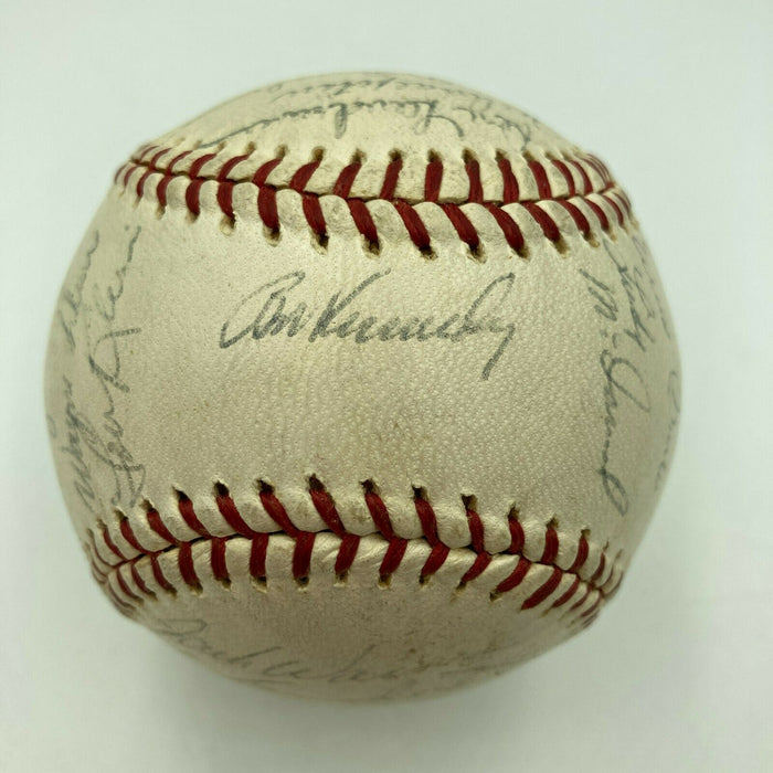 1963 Chicago Cubs Team Signed Baseball Ernie Banks Ron Santo Billy Williams JSA