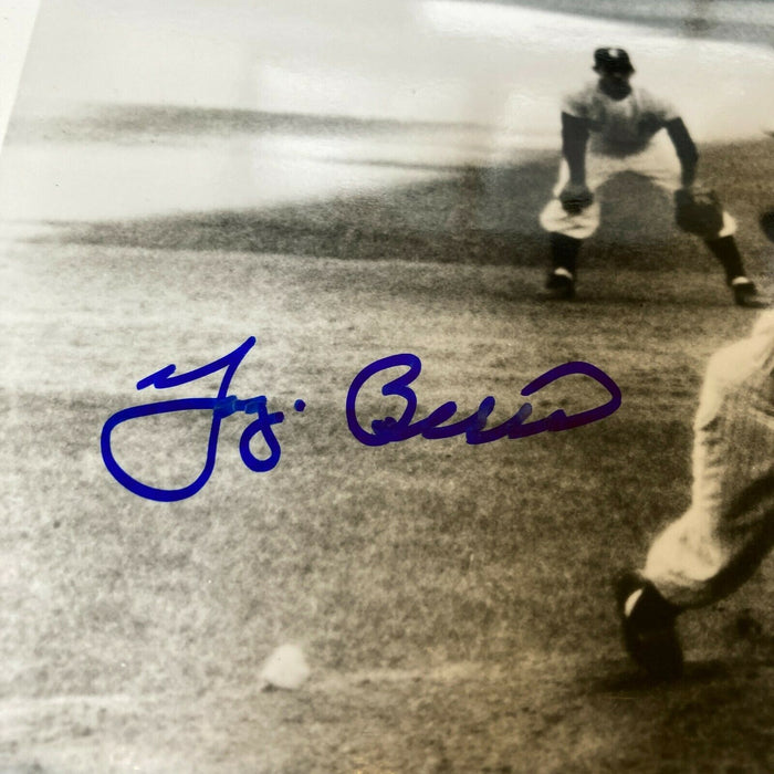 Yogi Berra Don Larsen Signed 1956 World Series Perfect Game 8x10 Photo JSA COA