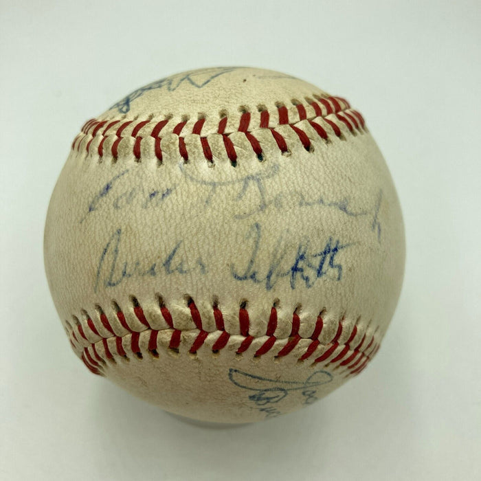 George Kelly Ed Roush Billy Terry Hall Of Fame Multi Signed Baseball JSA COA