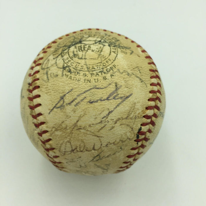 1965 Yankees Old Timers Day Signed Baseball Joe Dimaggio Lefty Grove PSA