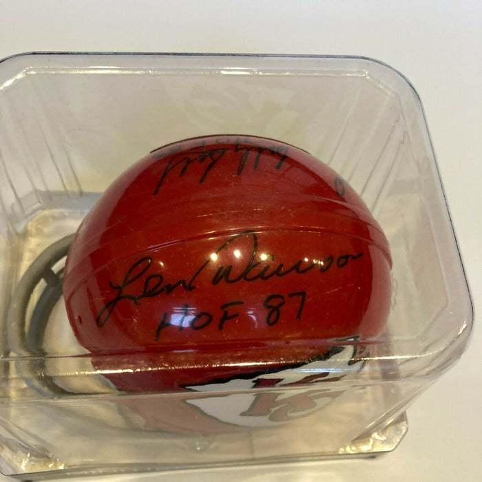Len Dawson Bobby Bell Jan Stenerud HOF Signed Kansas City Chiefs Mini Helmet JSA