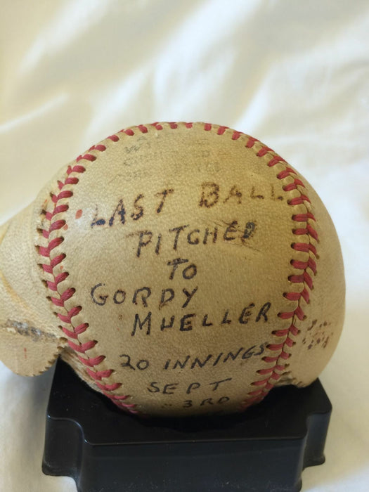 1940 FINAL PITCH GAME USED BASEBALL ONE OF LONGEST GAMES IN HISTORY COT DEAL
