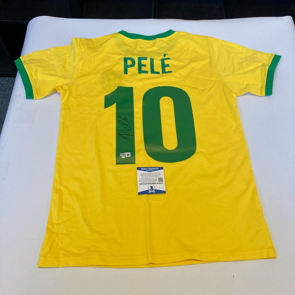 Pele Signed Autographed Brazil Soccer Jersey With Beckett COA