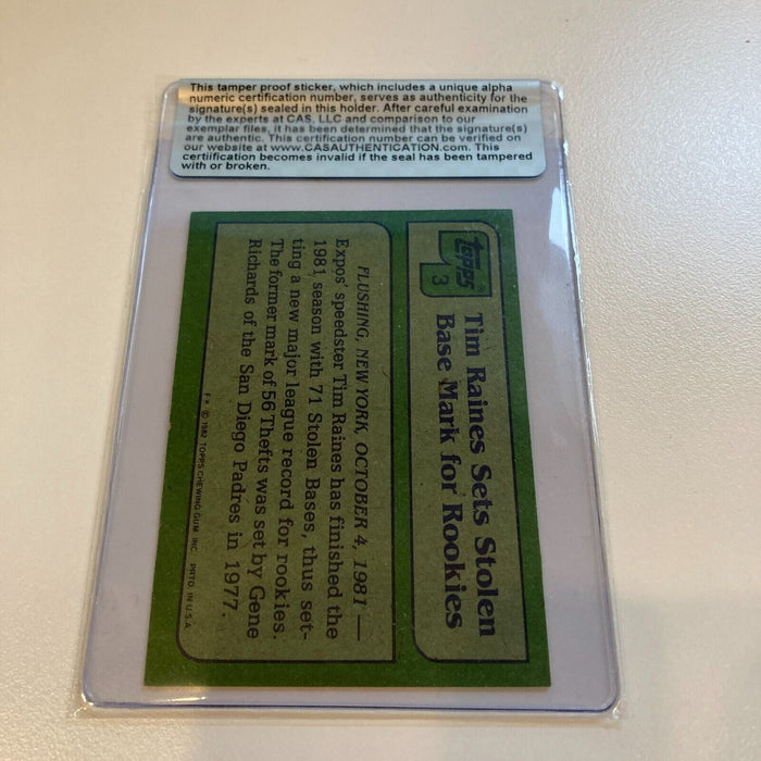 1982 Topps Tim Raines Signed Baseball Card CAS Certified Auto