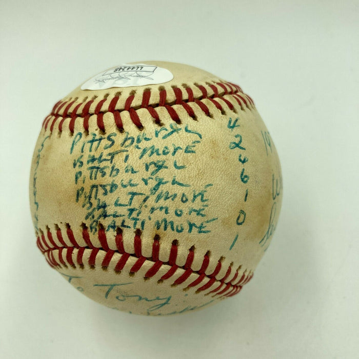 Lee Weyer Signed Heavily Inscribed 1979 World Series Game Used Baseball JSA COA