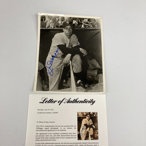 Joe Dimaggio Signed Autographed 8x10 Photo PSA DNA COA