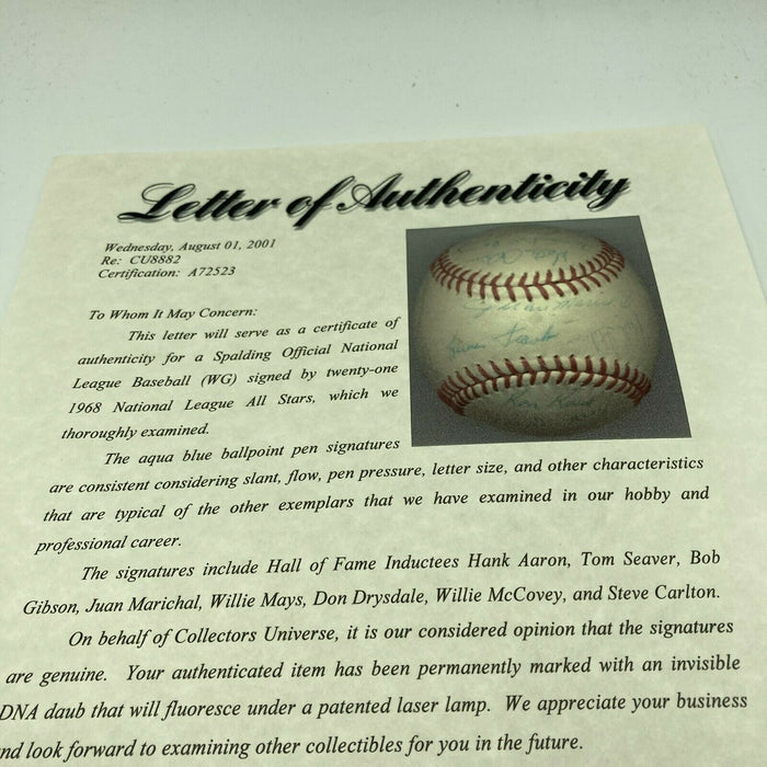 1968 All Star Game Team Signed Baseball Willie Mays Hank Aaron PSA DNA & JSA COA