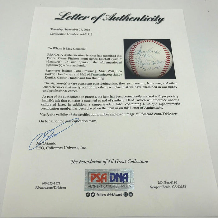 Rare Perfect Game Club Signed Inscribed Baseball Sandy Koufax 7 Sigs PSA DNA COA