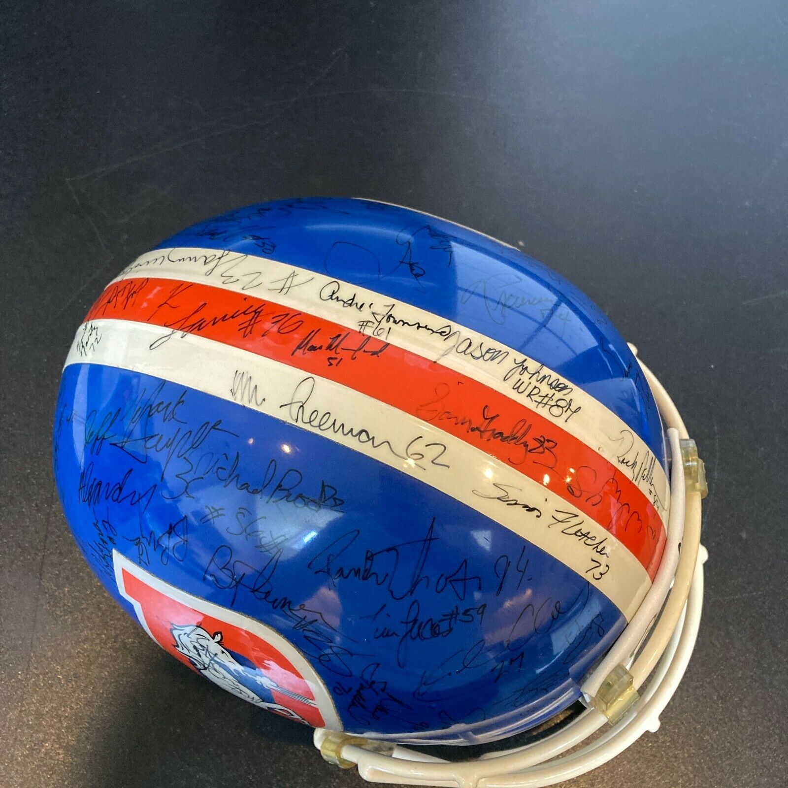 Lot Detail - 1997 JOHN ELWAY DENVER BRONCOS GAME WORN HELMET FROM HIS FIRST  SUPER BOWL WINNING SEASON (NEWPORT SPORTS MUSEUM)