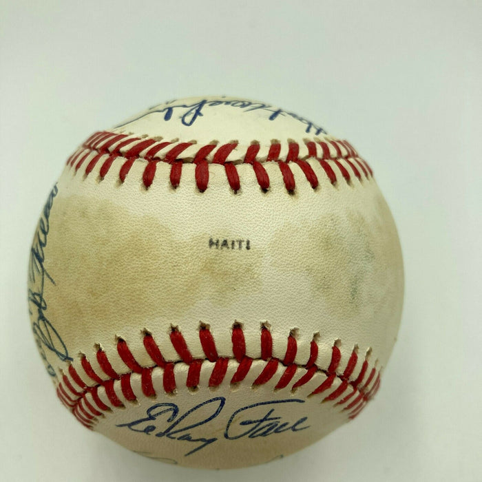 Hall Of Fame Multi Signed Cracker Jack Old Timers Game Baseball Beckett COA