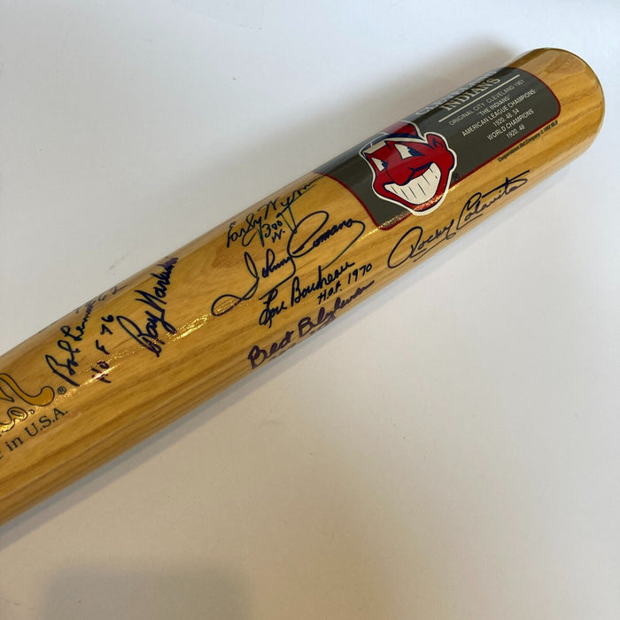 Beautiful Cleveland Indians Hall Of Fame Legends Signed Cooperstown Bat JSA COA