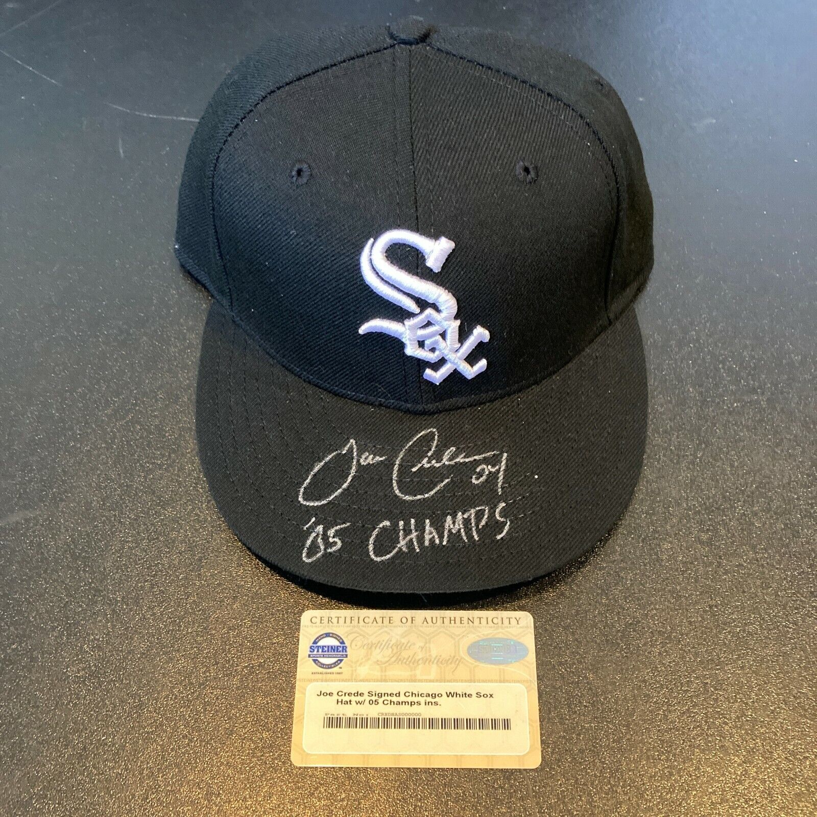 Joe Crede 2005 World Series Champs Signed Chicago White Sox Hat Stei —  Showpieces Sports