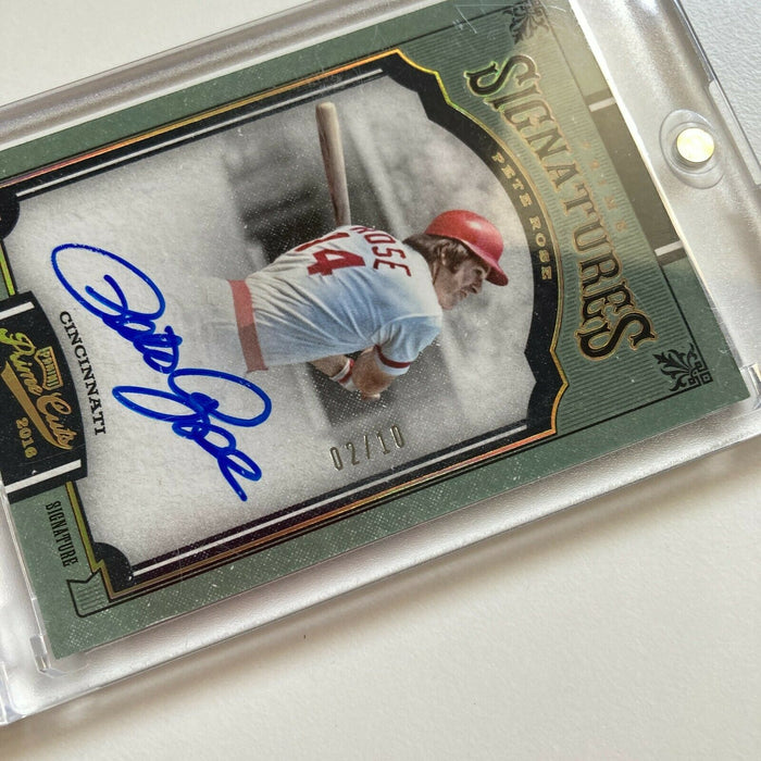 2016 Panini Prime Cuts Pete Rose #2/10 Signed Autographed Baseball Card Auto