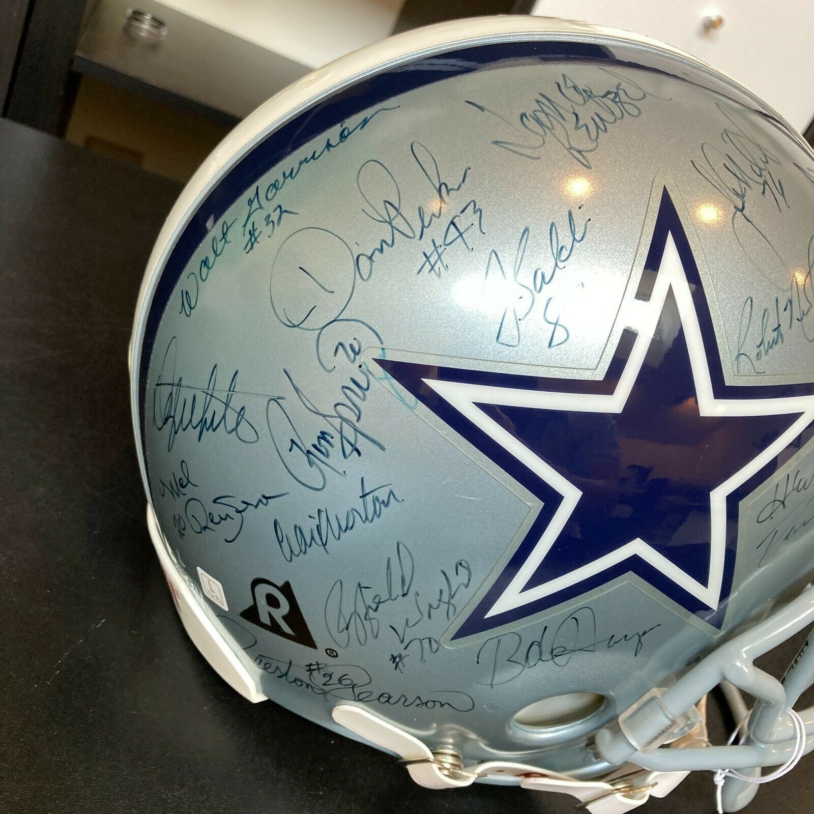 Dallas Cowboys Autographed Riddell Football Helmet Landry Staubach Dorsett  White