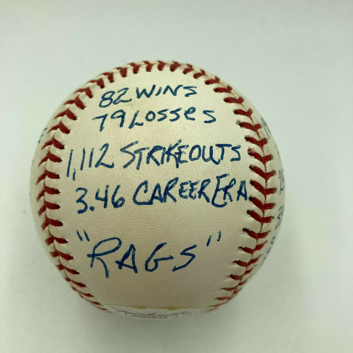Dave Righetti Signed Heavily Inscribed Stat Baseball With JSA Sticker