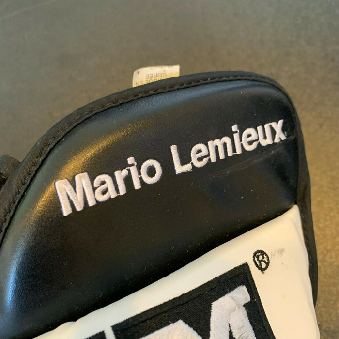 Mario Lemieux Signed Game Used CCM Hockey Gloves Pittsburgh Penguins JSA COA