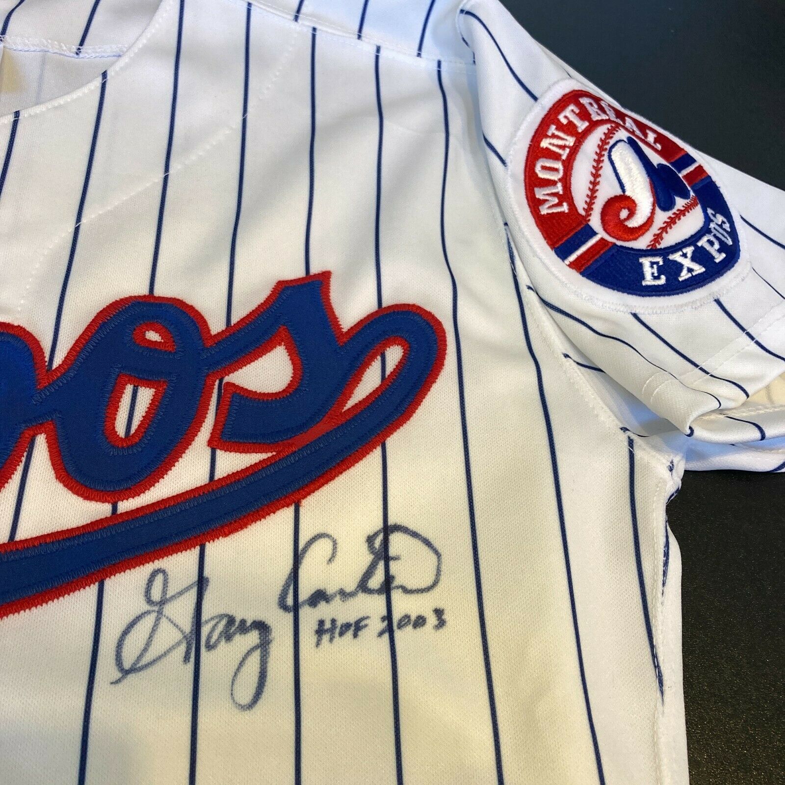 Gary Carter Montreal Expos Autographed Blue Cooperstown Collection Jersey  with HOF 2003 Inscription
