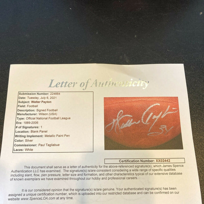 Beautiful Walter Payton #34 Signed Official Wilson NFL Football With JSA COA