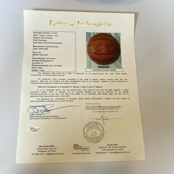 Wilt Chamberlain NBA Legends Multi Signed Official Game Basketball JSA COA