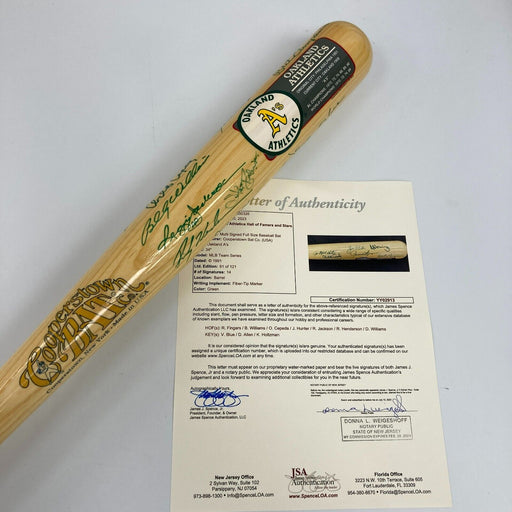 Oakland A's Hall Of Fame Legends Multi Signed Cooperstown Baseball Bat JSA COA