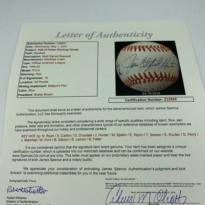 Sandy Koufax Tom Seaver Nolan Ryan Pitching Greats Signed Baseball 19 Sigs JSA