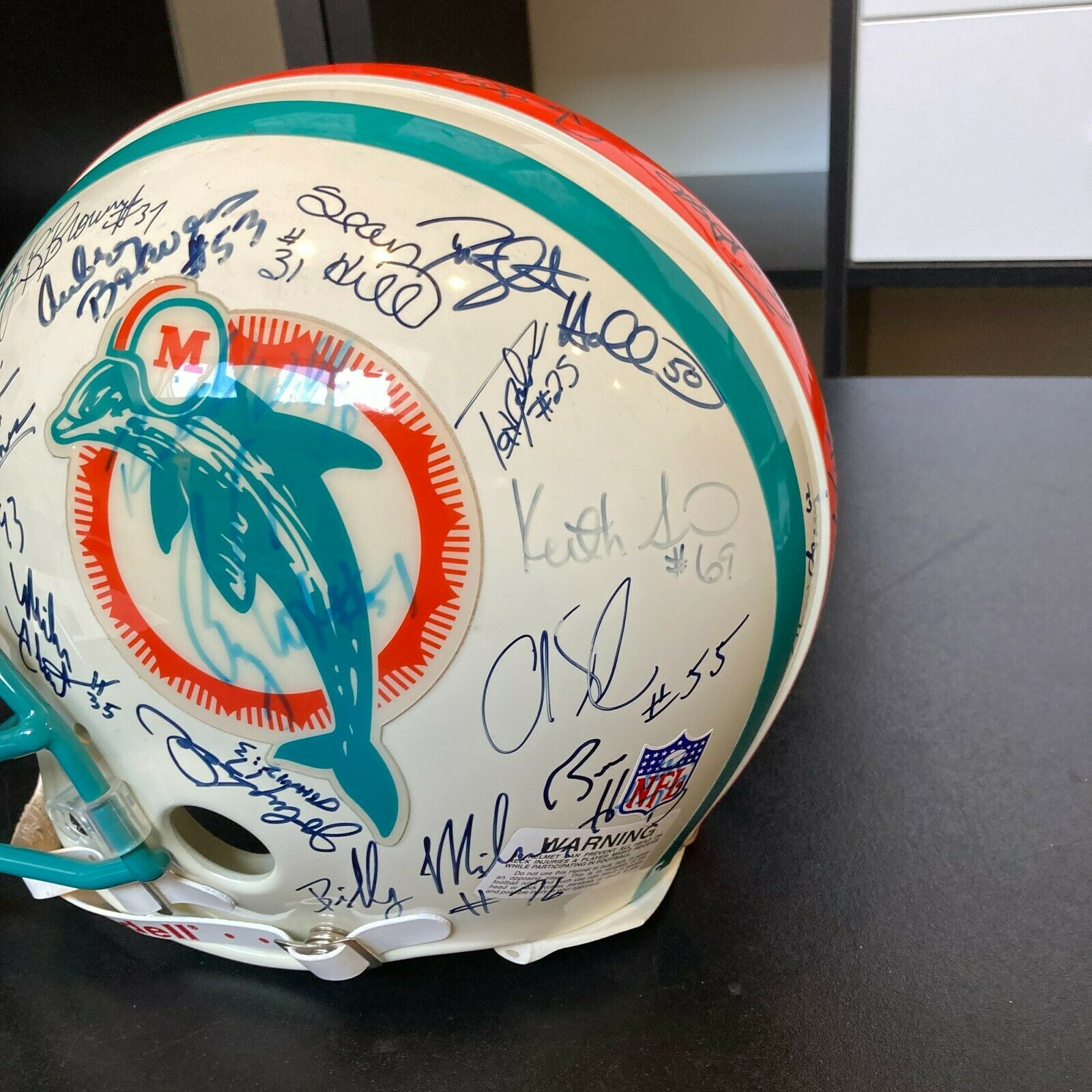 1995 Miami Dolphins Team Signed Authentic Game Model Helmet Dan Marino JSA  COA