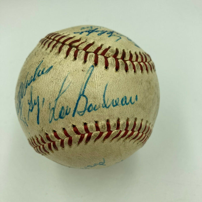 1950's Hank Aaron Ernie Banks HOF Greats Multi Signed Game Used Baseball JSA