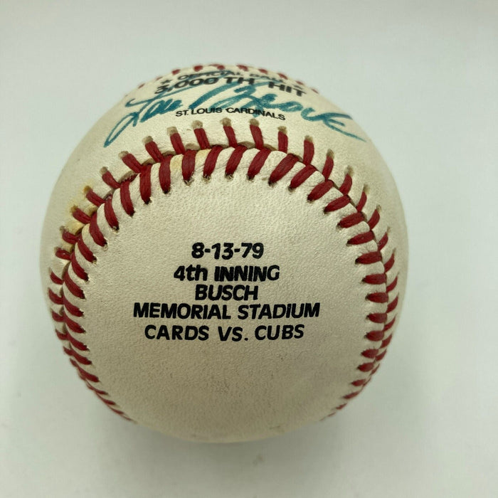 Lou Brock Autographed 3,000 Hit Commemorative Baseball JSA COA