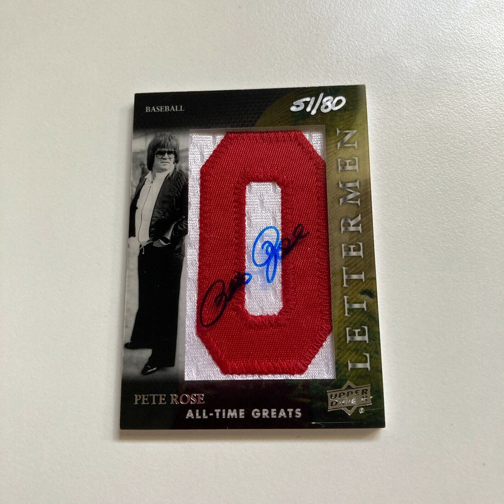 2012 Upper Deck Pete Rose Letterman #51/80 Auto Signed Baseball Card
