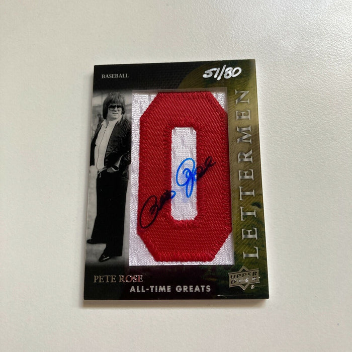 2012 Upper Deck Pete Rose Letterman #51/80 Auto Signed Baseball Card