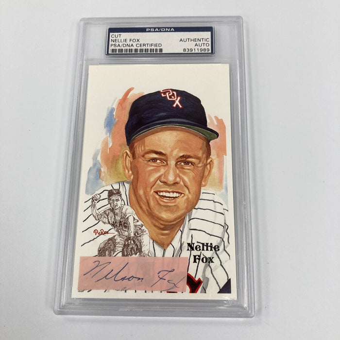 Nellie Fox Signed Hall Of Fame Perez Steele Postcard Cut Signature PSA DNA