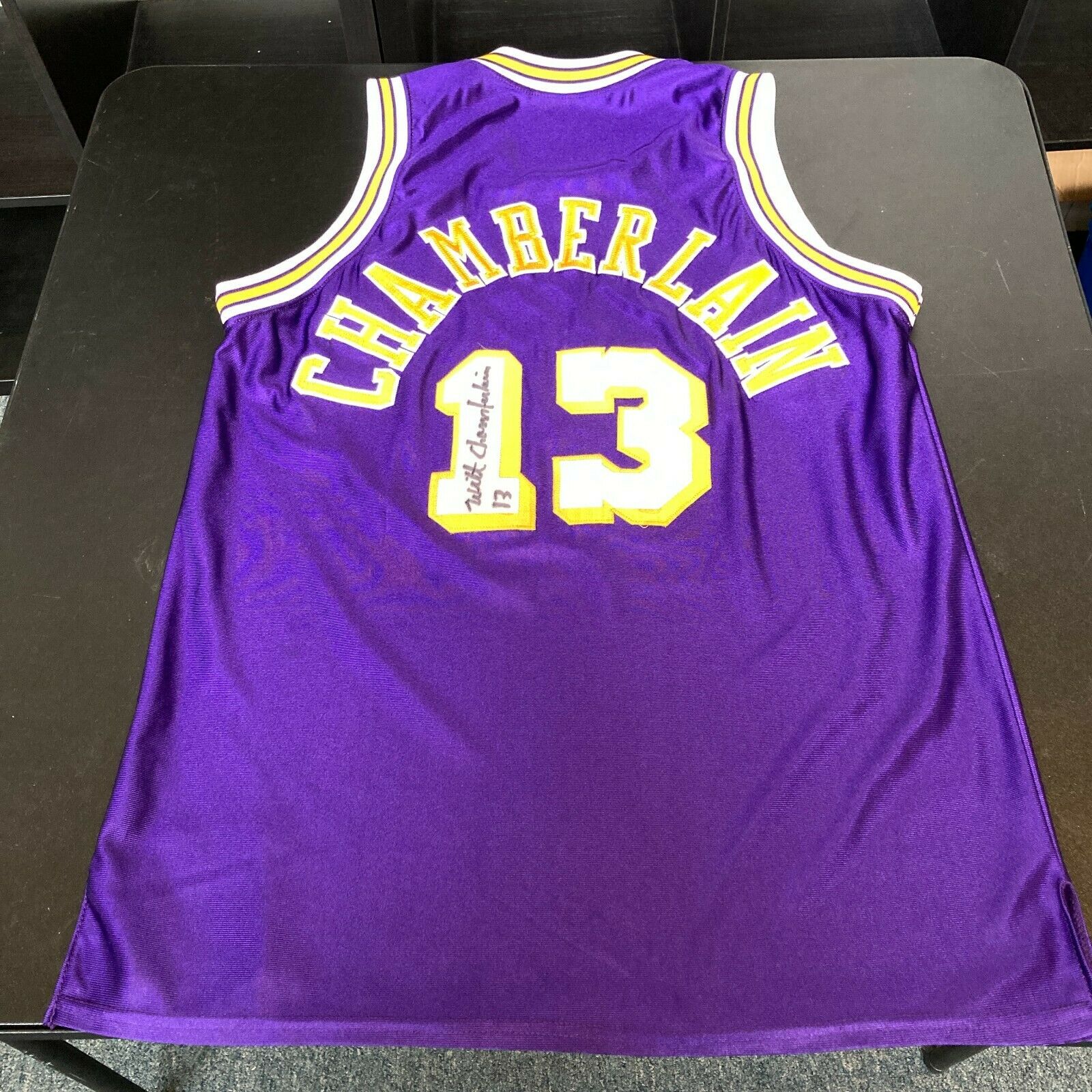 Lot Detail - WILT CHAMBERLAIN AUTOGRAPHED LOS ANGELES LAKERS HOME JERSEY