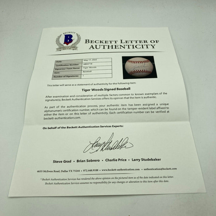 Tiger Woods Single Signed Major League Baseball Beckett COA