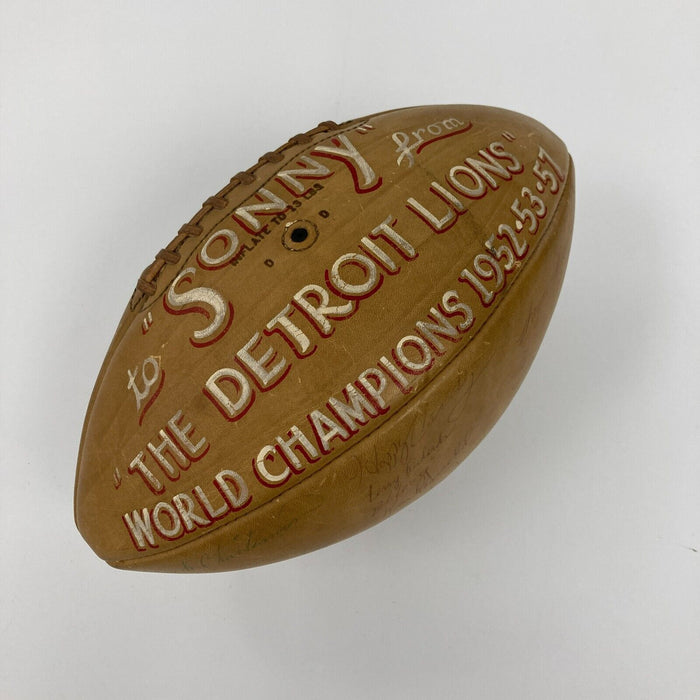 1958 Detroit Lions Team Signed Spalding Vintage Football JSA COA