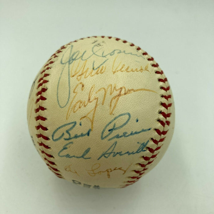 Joe Dimaggio Don Drysdale Joe Cronin Hall Of Fame Multi Signed Baseball JSA COA