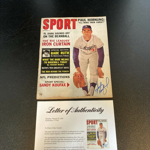 Sandy Koufax Signed 1950's Vintage Sport Baseball Magazine With PSA DNA COA