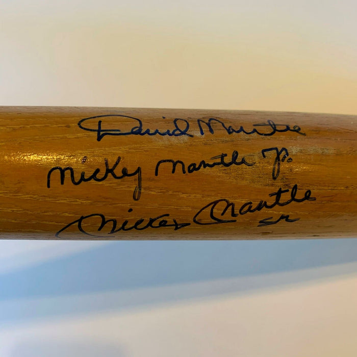 Incredible Mickey Mantle With Sons David & Mickey Jr Signed Bat PSA DNA COA