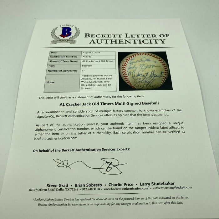 Hall Of Fame Multi Signed Cracker Jack Old Timers Game Baseball Beckett COA