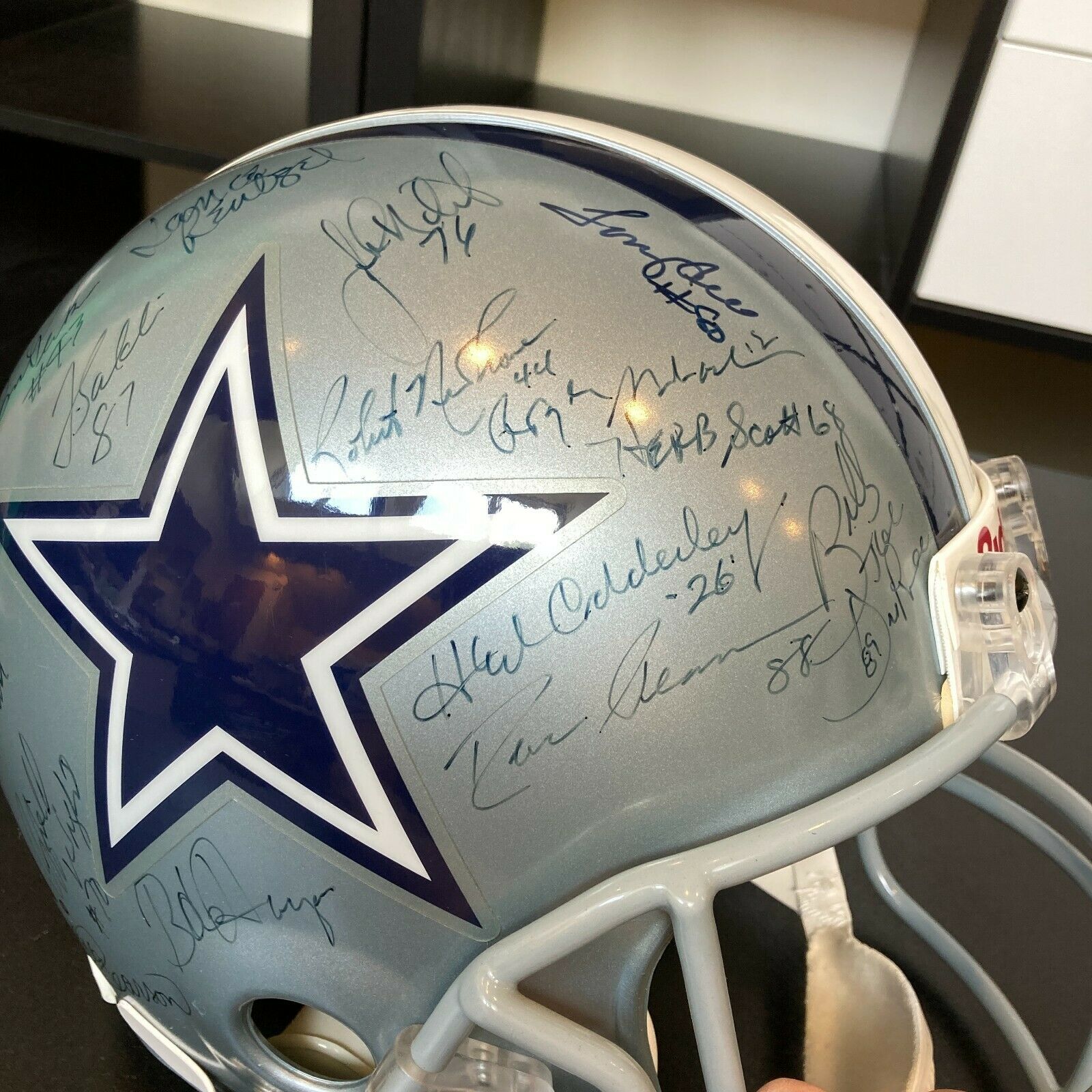 Dallas Cowboys Autographed Riddell Football Helmet Landry Staubach