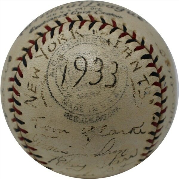 The Finest 1933 NY Giants World Series Champs Team Signed Baseball Mel Ott JSA