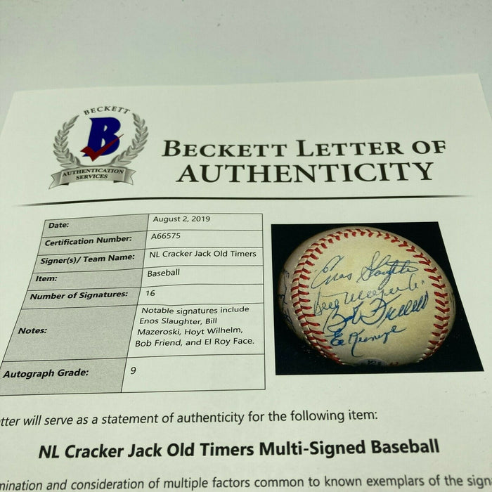 Hall Of Fame Multi Signed Cracker Jack Old Timers Game Baseball Beckett COA